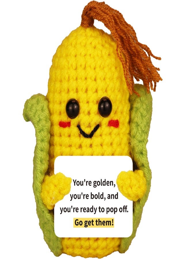 vhemo Handmade Emotional Corn Crochet Doll with Inspirational Card - Cute Funny Positive Potato Gift for Christmas, Birthdays, Valentine’s Day, Desk Decor for Family, Friends, Coworkers, Students, kids - Image 1
